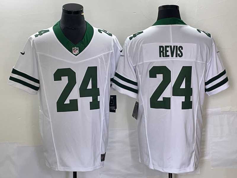 Men%27s New York Jets #24 Darrelle Revis White 2023 F.U.S.E. Vapor Limited Throwback Stitched Football Jersey